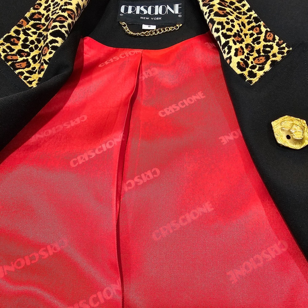 Women's Criscione 3 Piece Skirt Suit Leopard Black Lined Size S Made in USA - Picture 8 of 16
